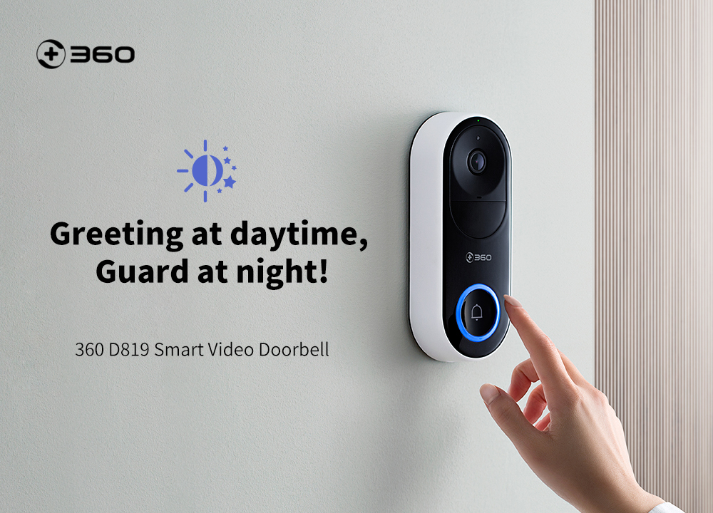 360 D819 Remote Monitoring / Wireless WiFi / Visitor Recognition / Video Call / Ultra Clear Night Vision Smart Camera Doorbell