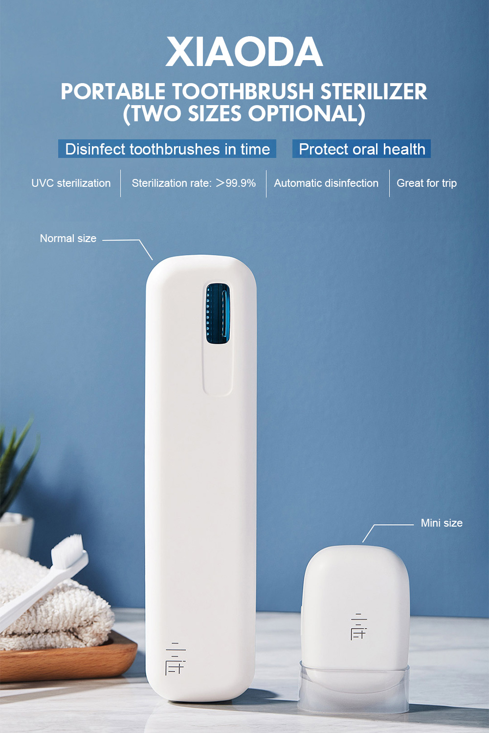 xiaoda Portable Toothbrush Sterilizer Box USB Rechargeable UVC Disinfection Case from Xiaomi Youpin