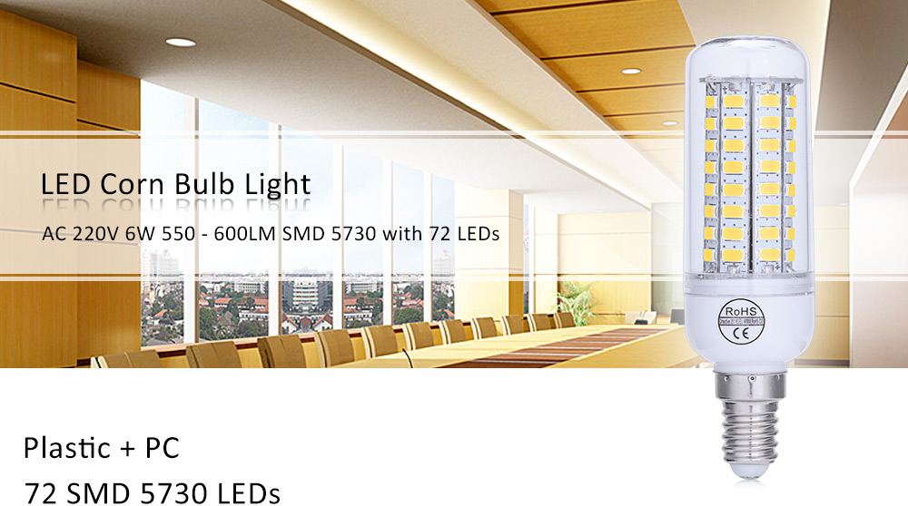 AC 220V G9 6W 550 - 600LM SMD 5730 LED Corn Bulb Light with 69 LEDs