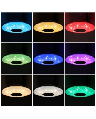 60W RGB LED Ceiling Light bluetooth Music Speaker Lamp Remote APP Control AC220V