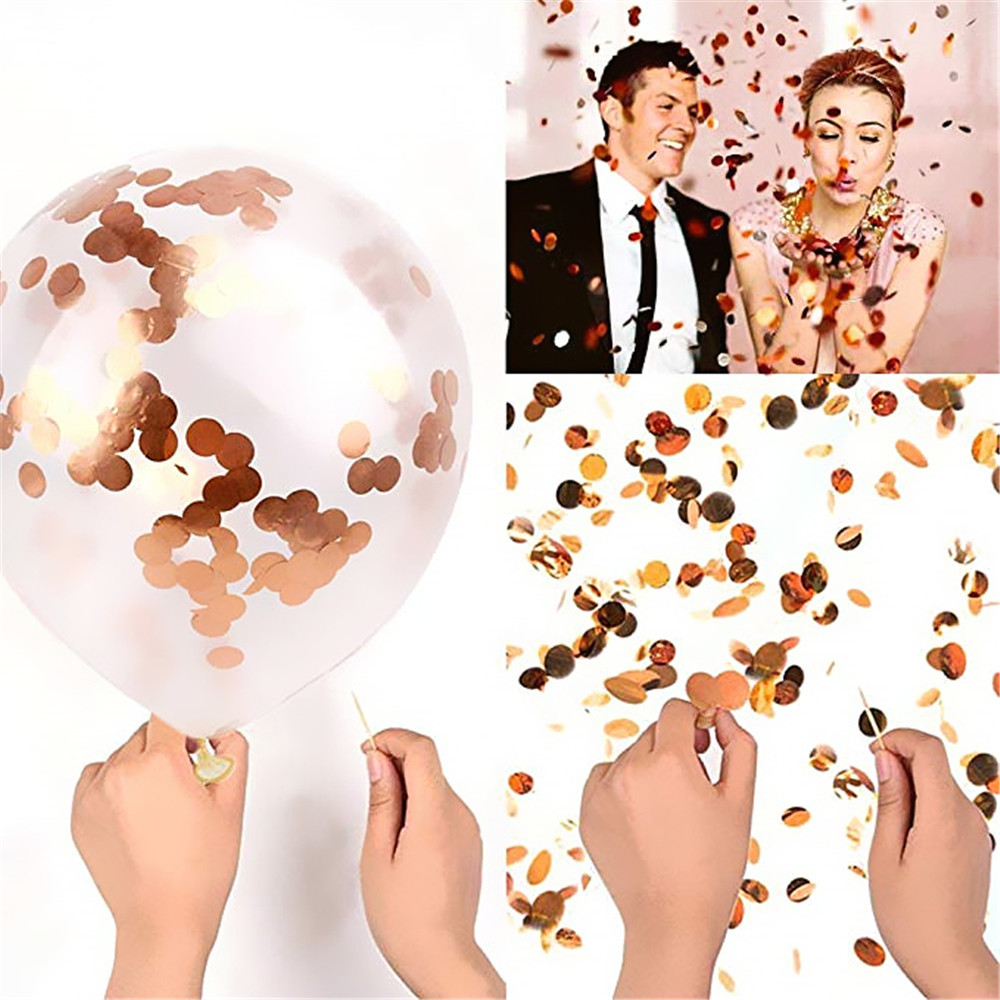 10PCS Rose Gold Confetti Balloons Great for Wedding Decorations Birthday Party