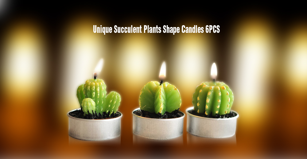 6PCS Creative Simulation Succulent Plants Shape Candles Christmas Party Decorations