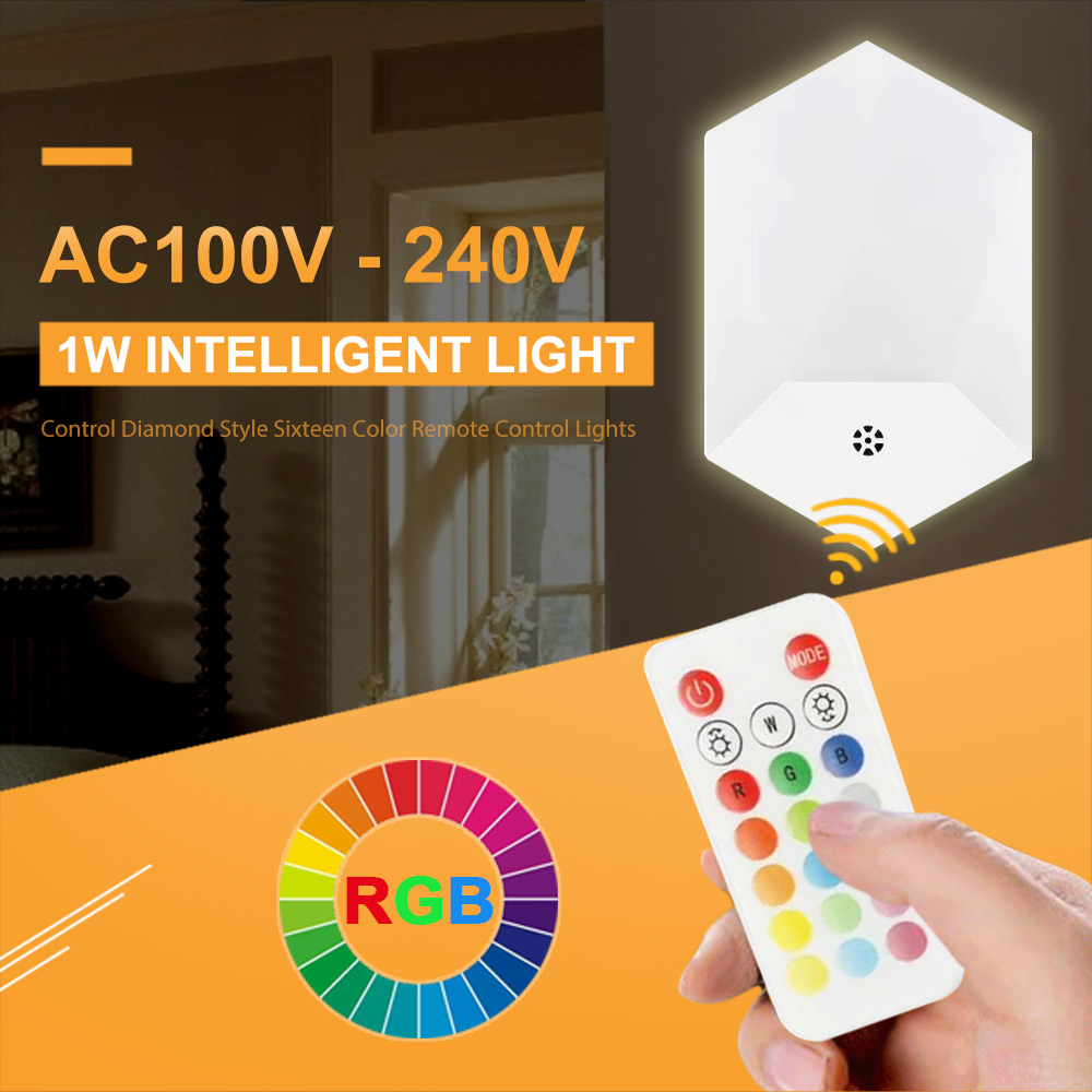 AC100V - 240V 1W Intelligent Light Control Diamond Style with 16 Colors 